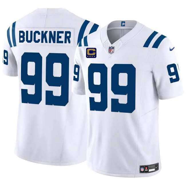 Men's Indianapolis Colts #99 DeForest Buckner White 2024 F.U.S.E. With 4-Star C Patch Vapor Limited Football Stitched Jersey